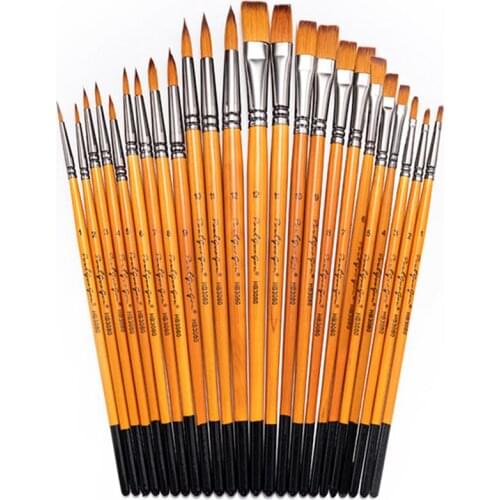 Paint Brushes Set of 12 Premium Watercolor Oil Acrylic Paint Brushes Ferrules & Wooden Birch Handles Painting Art Supplies