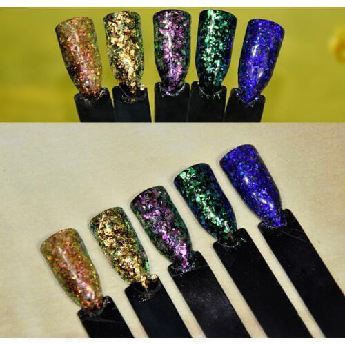 NEWEST 2017 1g/Box Sale 5Colors New arrival color shift Sparkling Irregular Chameleon Chrome Flakes Pigment for Nails,MGYG-01-05
