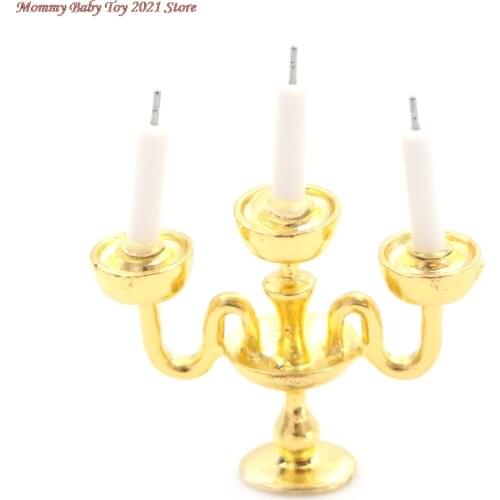 New Arrival Miniature 1/12 Scale Doll House Candlestick Dollhouse Miniature Furniture Accessories Pretend play toy