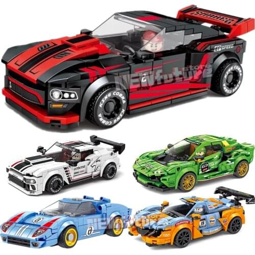 NEW serise Cobra Passion Famous Supercar Speed Champions Race Pull Back Car Sports Building Blocks Bricks Sets Kit Model