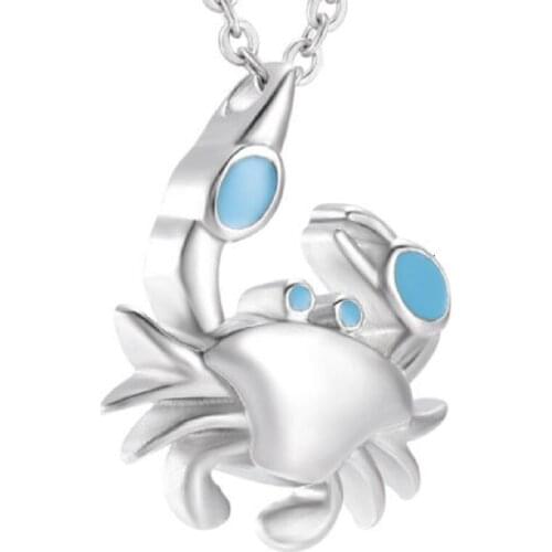 Crab Stainless Steel Cremation Pendant Necklace Memory Ashes Keepsake Urn Holder Necklace