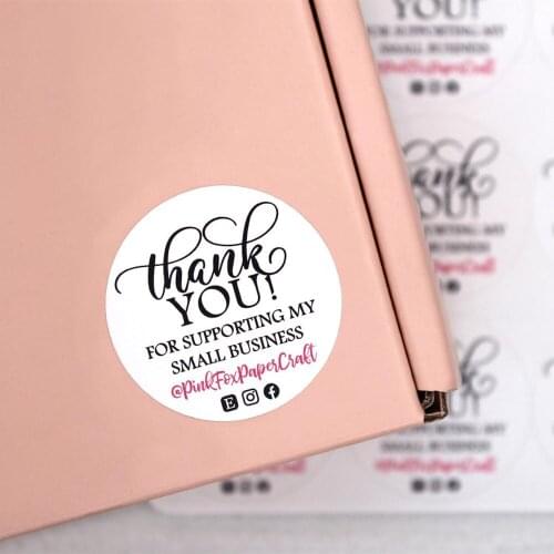 Personalize Social Media Stickers, Business Stickers, Order Package Lables,Thank You For Supporting My Small Business