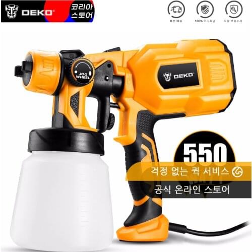 DEKO DKSG55K1 Spray Gun 550W 220V High Power Home Electric Paint Sprayer 3 Nozzle Easy Spraying and Clean Perfect for Beginner