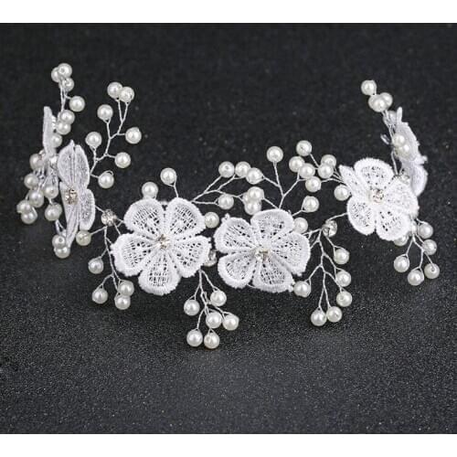 Simple White Red Lace Flowers Wedding Hair Accessories Hairbands Bride Headband Bridal Prom Hair Accessories Hairbands Jewelry