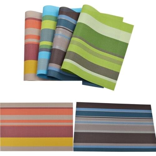 Rainbow Strpied Plastic(PVC) Placemats For Table Heat Insulation Pad Papkin DiningTable Tray Mat Coasters Waterproof Table Mats