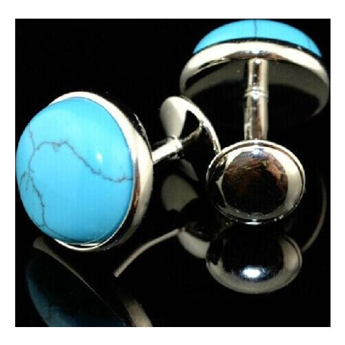 Luxury Round Howlite Cufflinks Precious Blue Nature Stone Cuff Links Onyx Cuff Buttons Men Wedding Fashion Gift Jewelry 10pair