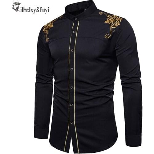 Men Shirt 2018 Spring Personality Oblique Button Irregular Men Casual Shirt Long Sleeve Casual Slim Fit Male Shirts