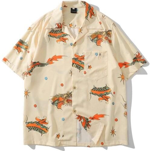 Men Shirt Fashion Short Sleeve Shirts Chinese Dragon Printed Hawaiian Beach Summer Harajuku Korean Luxury Casual Loose Camisa