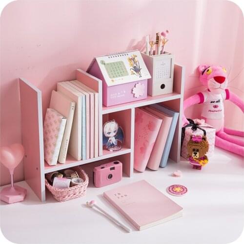 Girl Heart Simple Bookshelf Dormitory Desk Cabinet Storage Box Desktop Organizing Shelf Office Childrens Adjustable Bookshelf