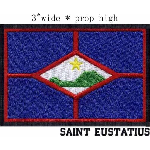 Saint Eustatius flag 3" wide embroidery patch for folding iron/military/yellow star