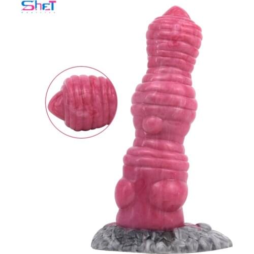 SHET Gory Raw Meat Color Huge Dildo Hurricane Silicone Sex Toys for Women Anal Masturbator with Suction Cup Sex Tools Shop