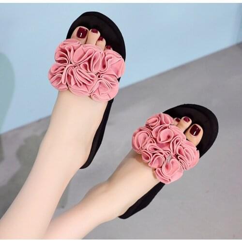 Women Slippers Summer Floral Platfrom Slides Slippers Woman Casual Shoes 2021 Fashion Flower Female Summer Beach Slippers