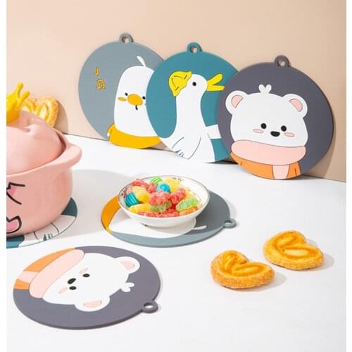 Duck Bear Pigeon Cartoon Silicone Coaster Table Pad Silicone Insulation Placemat Cup Bowl Mat Home Decor Durable Pattern Coaster