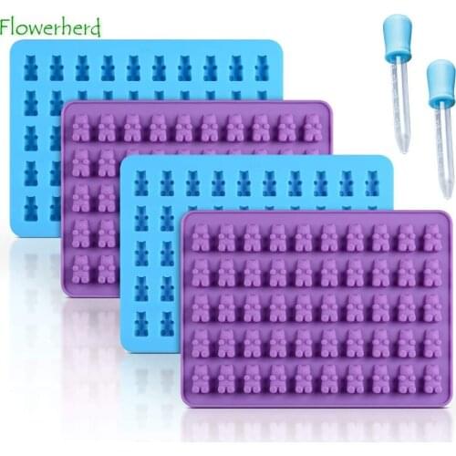 Gummy Bear Candy Molds Silicone Chocolate Gummy Molds with Droppers Nonstick Food Grade Silicone Cake Decorating Tools