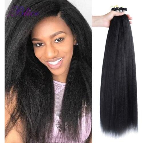 Blice Synthetic Crochet Braiding Hair Extensions Yaki Straight Afro Braids Bundles 10-38 Inch Three Pieces Deal
