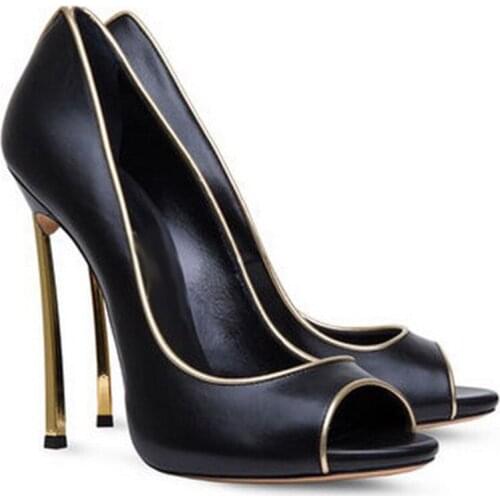 Pumps Heels High-heeled Sandals Peep Toe Shallow Fashion Single Shoes Thin Heel Genuine Leather Shoes Woman Elegant Dress Shoe