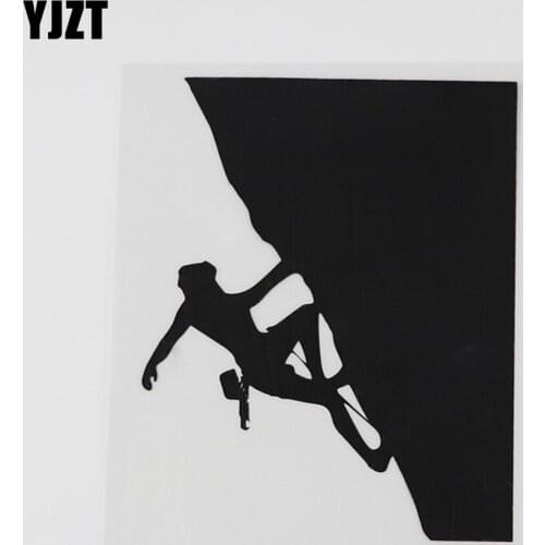 YJZT 10.5CMX13.1CM Mountain Climbing Abseiling Vinyl Car Sticker Black/Silver 8A-0920