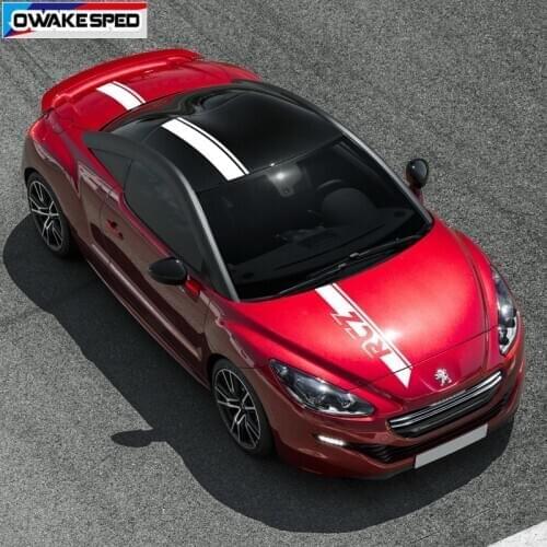 1 Set Sport Car Hood Bonnet Sticker Tail Roof Decor Vinyl Decals For Peugeot RCZ Coupe Limited Edition Stripes Whole Body Stripe