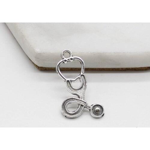 10pcs retro personality creative medical doctor nurse stethoscope pendant ancient silver alloy DIY jewelry accessories