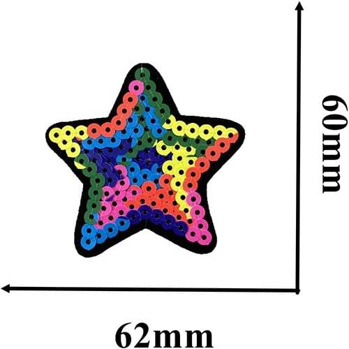 2020 New Colorful Star Sequined Paches Iron on Sequins Stars Embroidery Applique for Clothes Shoes Bags Sewing DIY 10pcs/lot