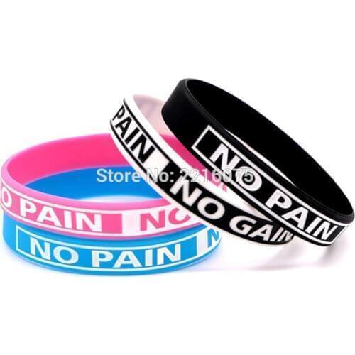 30pcs NO PAIN NO GAIN wristband silicone bracelets rubber bangles free shipping by ePacket A