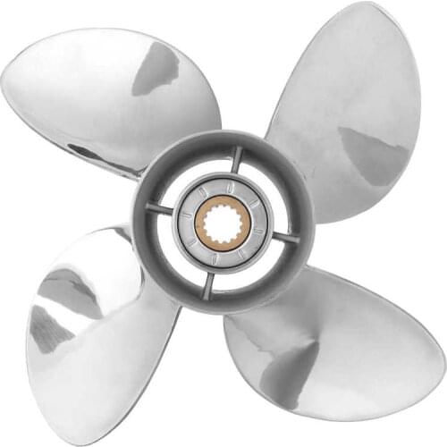 4 Blades Outboard Propeller Stainless Steel 13 x 19 RH Pitch Fit for YAMAHA 50-130HP Engine