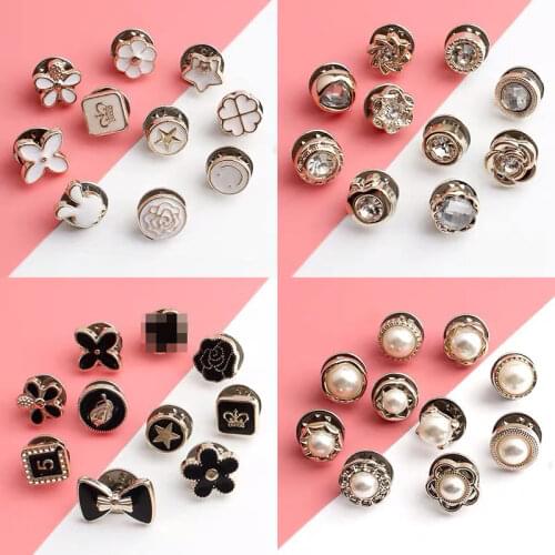 5PCS/10PCS Set Anti-fade Brooch Buckle High-end Pearl Cute Blouse Decoration Fixed Neckline Button Clothes Small Pin Accessories
