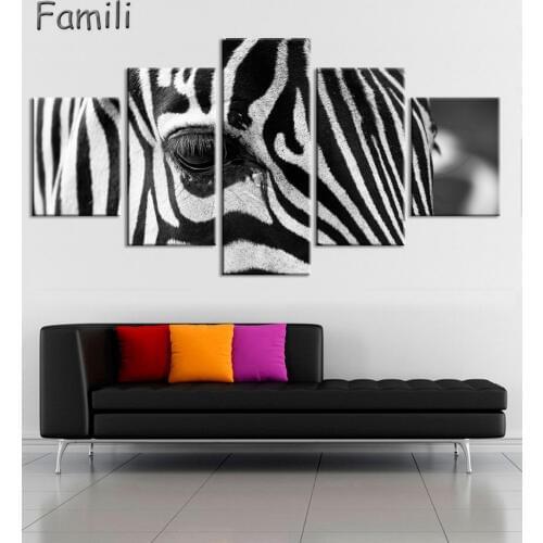 5Piece Unframed Wall Painting Animal Zebra Canvas Art Poster Prints Art Picture For Room Artwork Wall Hanging Quadros Home Decor