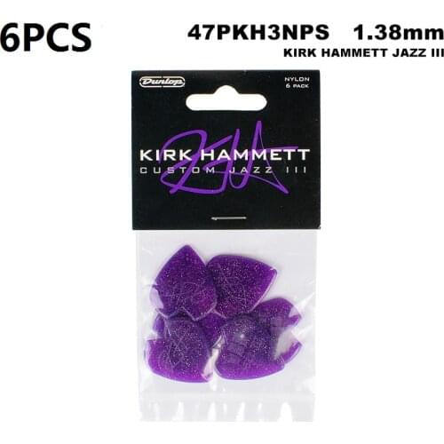 6pcs Guitar picks Dunlop John Petrucci Signature Jazz III 1.38mm Guitar Pick Plectrum Mediator Acoustic Electric Guitar Picks