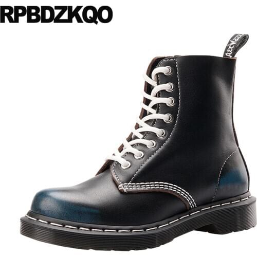 Combat Army Lace Up Shoes Men Handmade Black Fall Genuine Leather Full Grain Boots Military Autumn Flat Ankle Short Non Slip