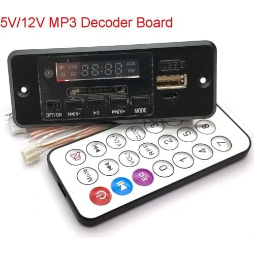 5V/12V Power Supply MP3 Decoder Board Player with Display Dual Channel Without Power Amplifier Remote Control FM Power Off Memor