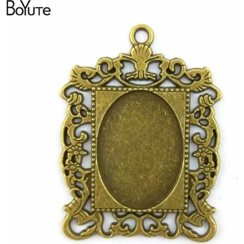 BoYuTe (30 Pieces/Lot) 25*18MM Cabochon Base Vintage Jewelry Accessories Parts Antique Bronze Plated Vintage Tray Pendants