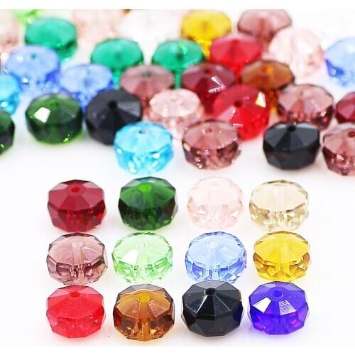 40pcs Jewelry DIY Making Supplies 10mm Green Crystal Flat Glass Round Beads With Hole Wholesale Costume Jewelery Accessories