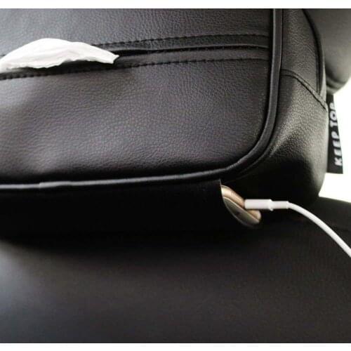 High Quality Leather Car Sun Visor Tissue Case Back Seat Hanging Paper Holder Organizer Bag
