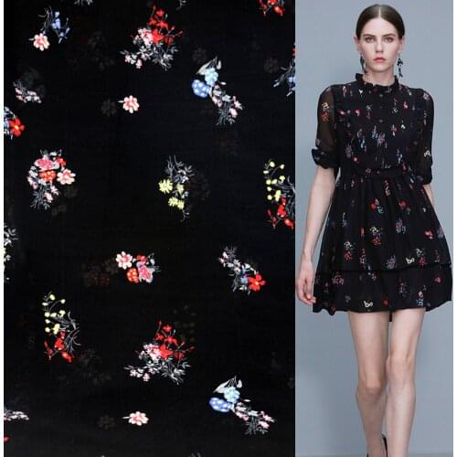 New Floral Print Chiffon Fabric For Clothing Spring And Summer Thin Jacket Fabric Designer Fabric