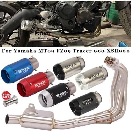 Motorcycle Exhaust Muffler For Yamaha MT09 FZ09 Tracer 900 XSR900 Full Systems Exhaust Escape Modified Bottom Exhaust Pipe