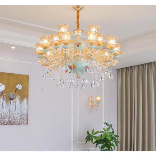 Queen Anne Style chandelier living room crystal lamp restaurant Chandeliers Lamps Ceiling bedroom lamp Art Deco ceramic lights