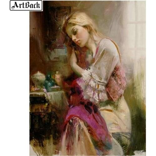 ArtBack 5d diy diamond painting girl pictures full drill square diamond embroidery 3d round diamond mosaic home decoration