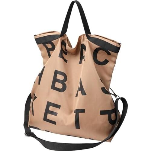 Korean Eco Simple Canvas Handbag Leisure Letter Large Capacity Shopping Bag Nylon One Shoulder Messenger Hand Shopping Bag
