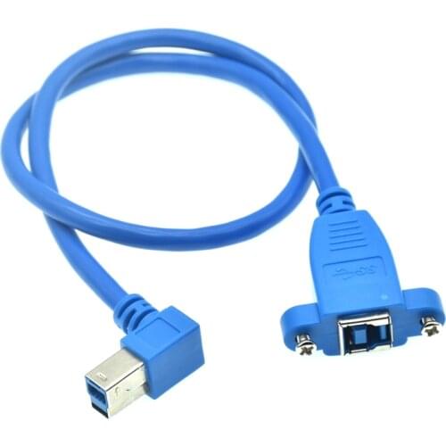50CM USB 3.0 B Male right angle to Female USB3.0 BM to BF short printer Extension cable with Panel Mount for scanners Hard Disk