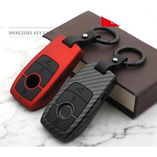 Matte Car Key Case Cover For Mercedes Benz AMG W203 W210 W211 W124 W202 W204 W205 W212 W176 C117 E Class W213 X156 W246 Keyring