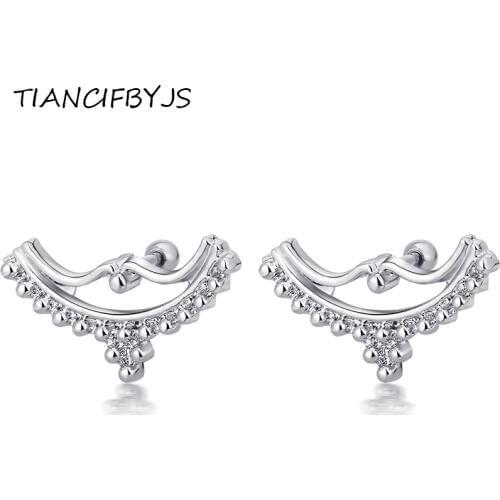 TIANCIFBYJS Stainless Steel Fashion Piercing Star Flower Sun Tragus Helix Cartilage Earring Body Jewelry Ear Hip Hop Punk Rock