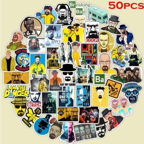 50PCS Breaking Bad Stickers Waterproof Classic Toy Stickers Car Bike Travel Luggage Phone Guitar Laptop Fridge Decal