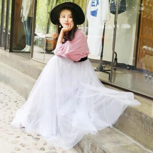 Ginzagirl Newst Maxi Long Tulle Women High Waist Ball Gown Bridesmaids Wedding Dress Skirts Elastic Adult Tutu Jupe Longue Femme