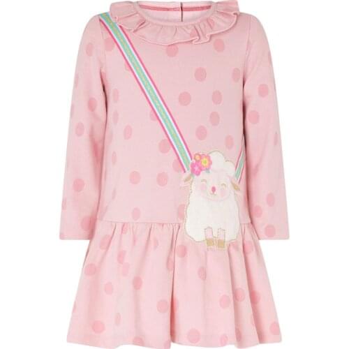 Frocks for Girls Autumn Toddler Clothes Pink Sheep Casual Cotton Vestiods Animal Dot Funny Dress for Kids 2-7 Years