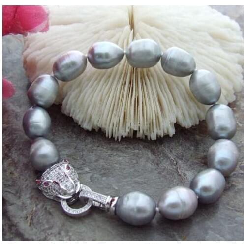 Selling Jewelrynatura 10-11mm south sea grey baroque pearl bracelet 7.5-8 inch
