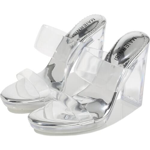 Transparent High Heels Women Fish mouth Sandals Summer Shoes Woman Clear High Pumps Wedding Jelly Buty Damskie Heels Slippers