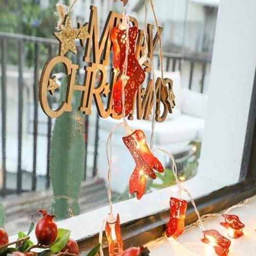 Christmas Red Socks String Lights 2m/20Leds LED Fairy Battery Operated Lights Garland Wedding New Year Home Decor Lamps