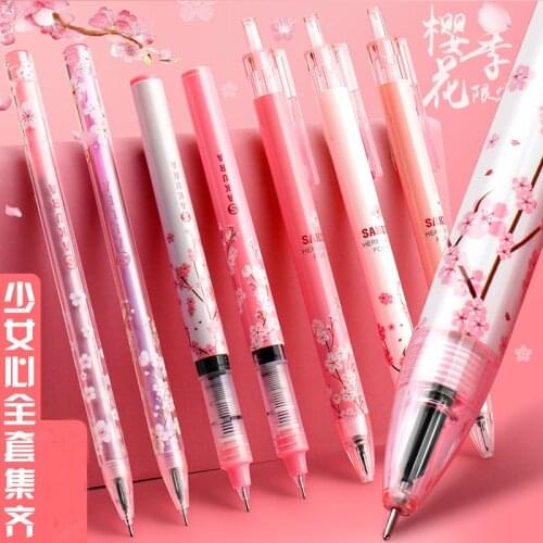 3 pcs/set Sakura Season Mechanical Direct Liquid Kawaii Gel Pens Cute Stationery Pen Korean School Office Supplies Gift