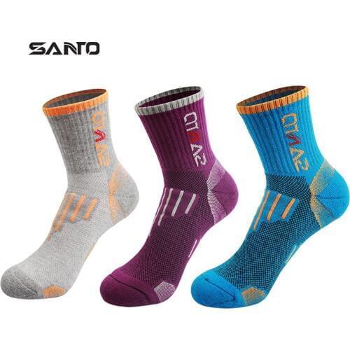 SANTO 1 Pair S005 Sports Women Cotton Socks Wicking Breathable Sporting Foot Wear for Cycling Spinning Workout Camping Hiking